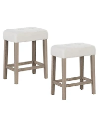 Slickblue Stylish 2 Piece Bar Stool Set Counter Height Rubber Wood Legs Seating Set