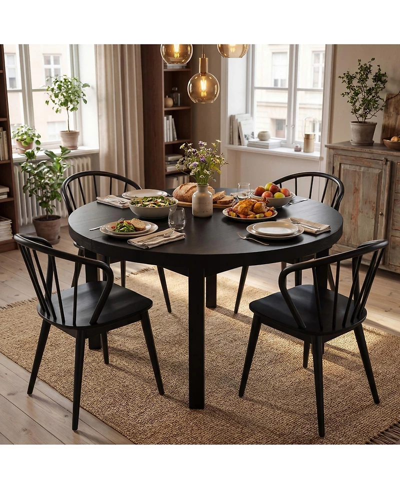 Slickblue Wooden Dining Chair Set of 2 with High Spindle Back and Wide Seat