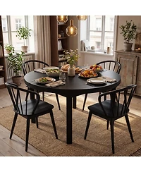 Slickblue Wooden Dining Chair Set of 2 with High Spindle Back and Wide Seat