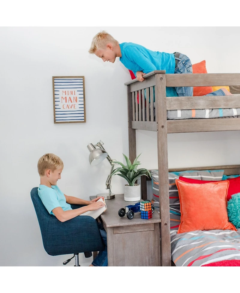 Max and Lily L-Shaped Twin over Full Bunk Bed with Desk