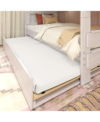 Max and Lily Solid Wood Modern Farmhouse Twin over Twin Bunk Bed with Trundle