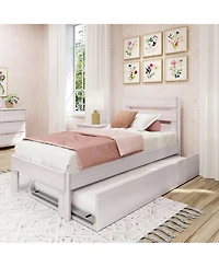 Max and Lily Solid Wood Farmhouse Twin Bed with Plank Headboard Trundle