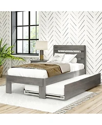 Max and Lily Solid Wood Farmhouse Twin Bed with Plank Headboard Trundle