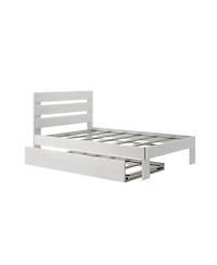 Max and Lily Full Bed Frame, Farmhouse Solid Wood Platform with Headboard Trundle