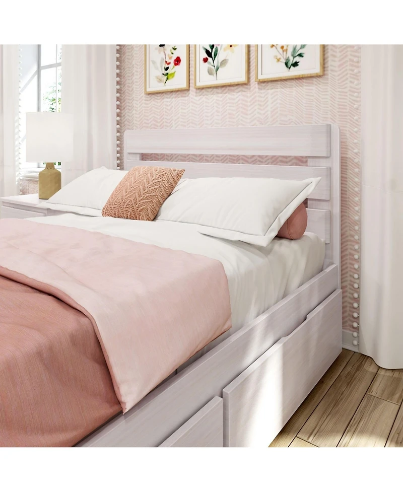 Max and Lily Full Bed Frame with Storage Drawers, Solid Wood Platform for Kids