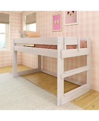Max and Lily Farmhouse Twin Low Loft Bed, White Wash