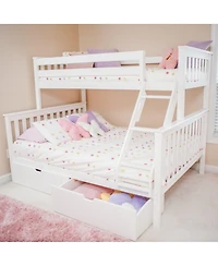 Max and Lily Bunk Bed, Twin Xl-Over-Queen Bed Frame for Kids with Storage Drawers, Clay