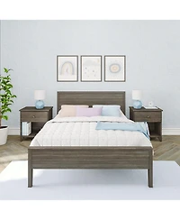 Max and Lily Full Bed Frame with Headboard, Solid Wood Platform for Kids, Pecan