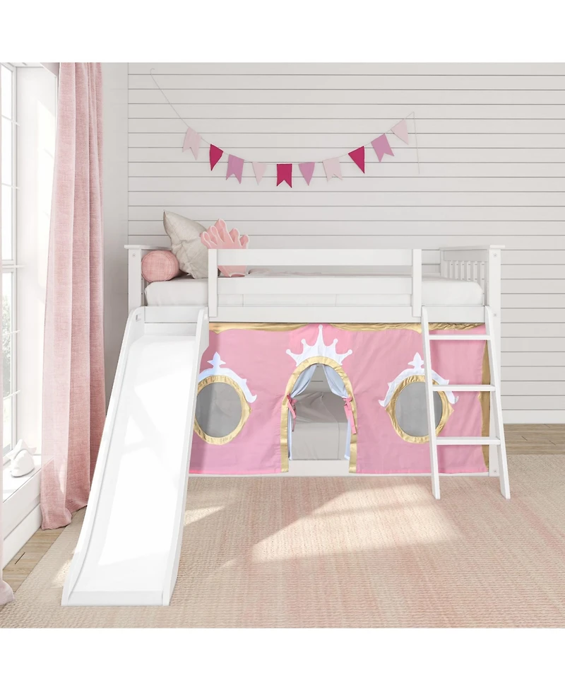Max and LilyLow Bunk With Easy Slide Gold Princess Curtain, Clay