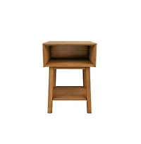 Max and Lily Mid-Century Modern Cubby Nightstand, Pecan
