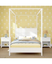 Max and Lilly Haven Canopy Bed with Square Post Wood Headboard (Full), Blonde