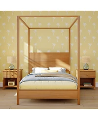 Max and Lilly Haven Canopy Bed with Square Post Wood Headboard (Full), Blonde