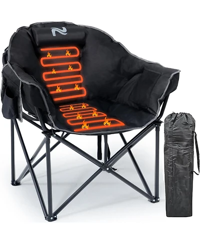 Aboron Oversized Heated Camping Chair - Portable Folding Moon Saucer with 3 Heat Levels for Outdoor Patio and Lounge