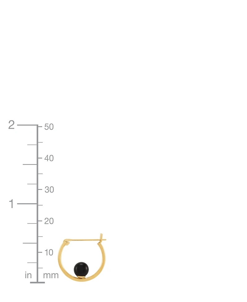 Macy's Onyx (5mm) Hoop Earrings in 10k Yellow Gold