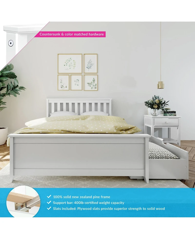 Max and Lily Full Bed Frame with Storage Drawers, Solid Wood Platform for Kids