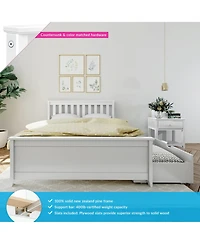 Max and Lily Full Bed Frame with Storage Drawers, Solid Wood Platform for Kids