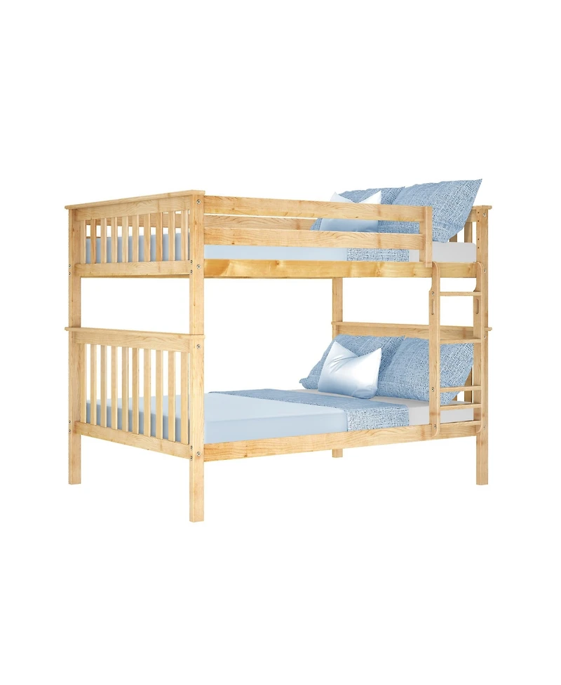 Max and Lily Full over Bunk Bed for Kids, Solid Wood Platform Bed, No Box Spring Needed