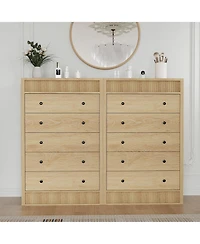 gaomon Fluted 5 Drawer Tall Wooden Dresser, 31.5" Wide Modern Storage Cabinet for Bedroom