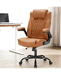 gaomon Ergonomic Executive Office Chair, Heavy Duty 350 Lbs Weight Capacity, Pu Leather with Lumbar Support and Turn-Up Arms, for Home Office