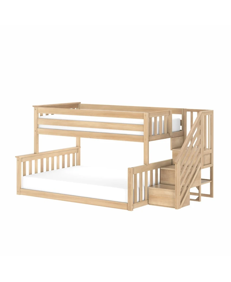 Max And Lily Twin Over Full Low Bunk With Staircase, Blonde