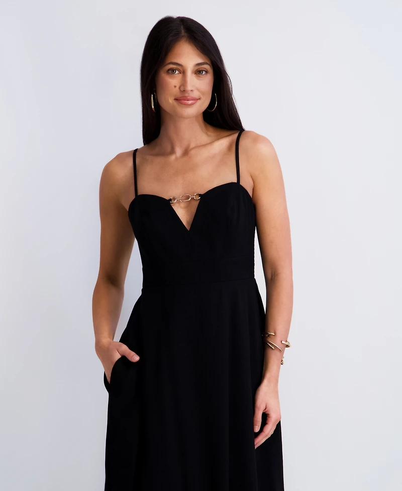 Siena Women's Sleeveless Keyhole Detail Midi Dress