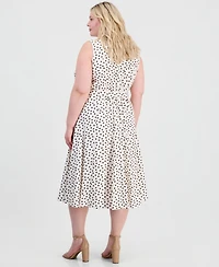 Anne Klein Plus Godet Sleeveless Midi Shirt Dress