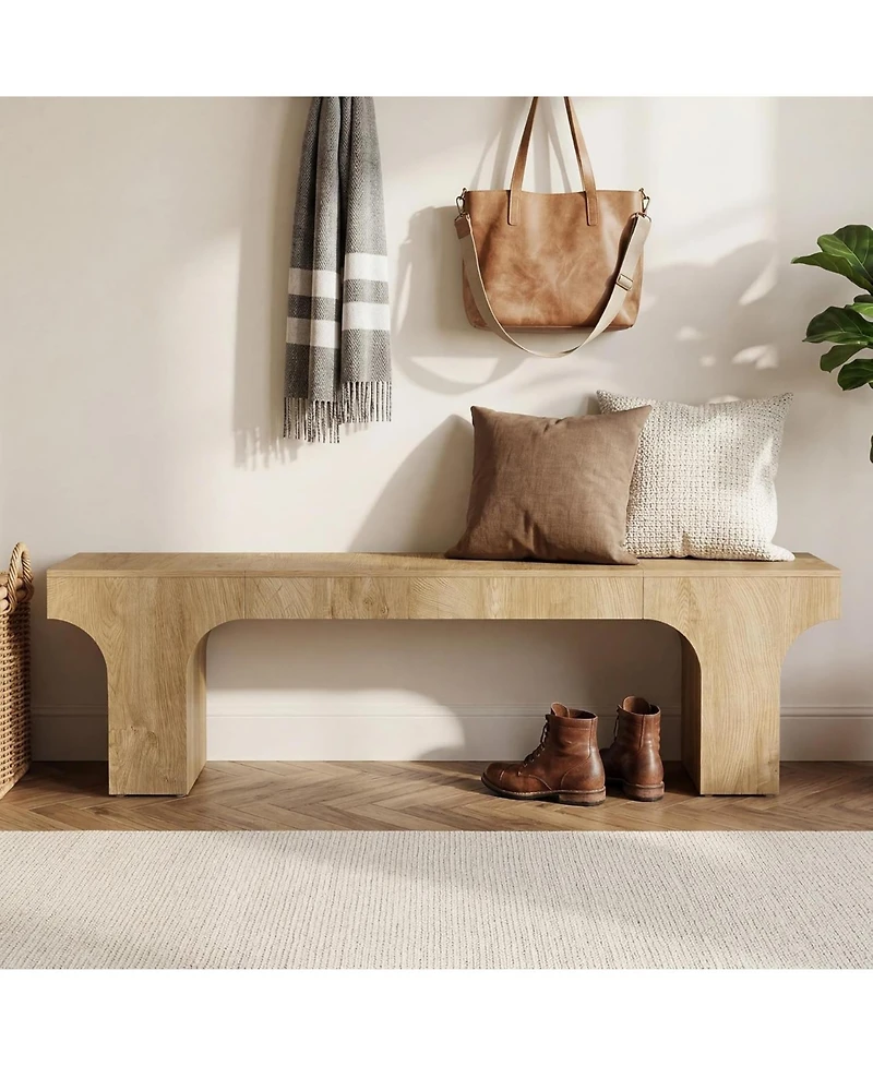 Tribesigns 63" Wood Bench, Long Dining Bench with Sturdy Mdf Frame, Farmhouse Entryway Bench