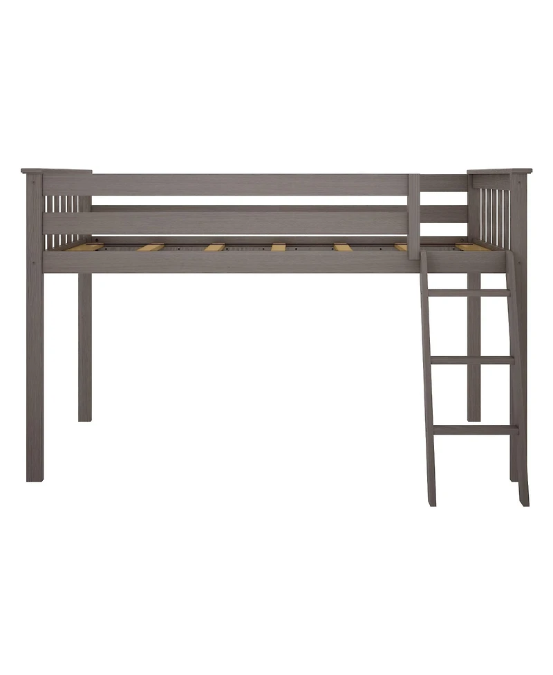 Max and Lily Twin Loft Bed, Solid Wood Beds with Ladder for Kids, Pecan