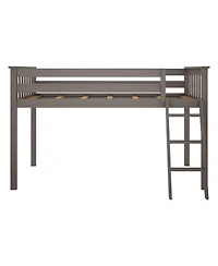 Max and Lily Twin Loft Bed, Solid Wood Beds with Ladder for Kids, Pecan