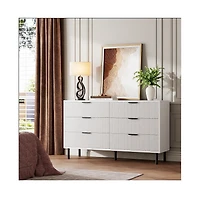 gaomon 6-Drawer Fluted Dresser for Bedroom, Modern Wide Chest of Drawers with Metal Legs Storage Cabinet