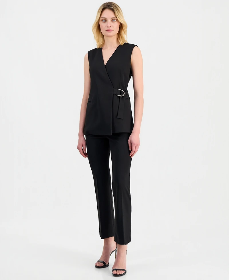 Anne Klein Women's Sleeveless D-Ring Wrap Blazer