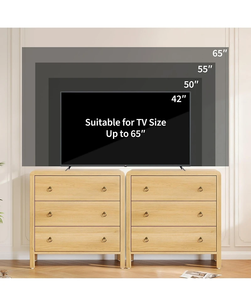 gaomon 3 Drawer Dresser for Bedroom, 30" Tall Storage Chest, Nightstand with Large Clothes Organizer