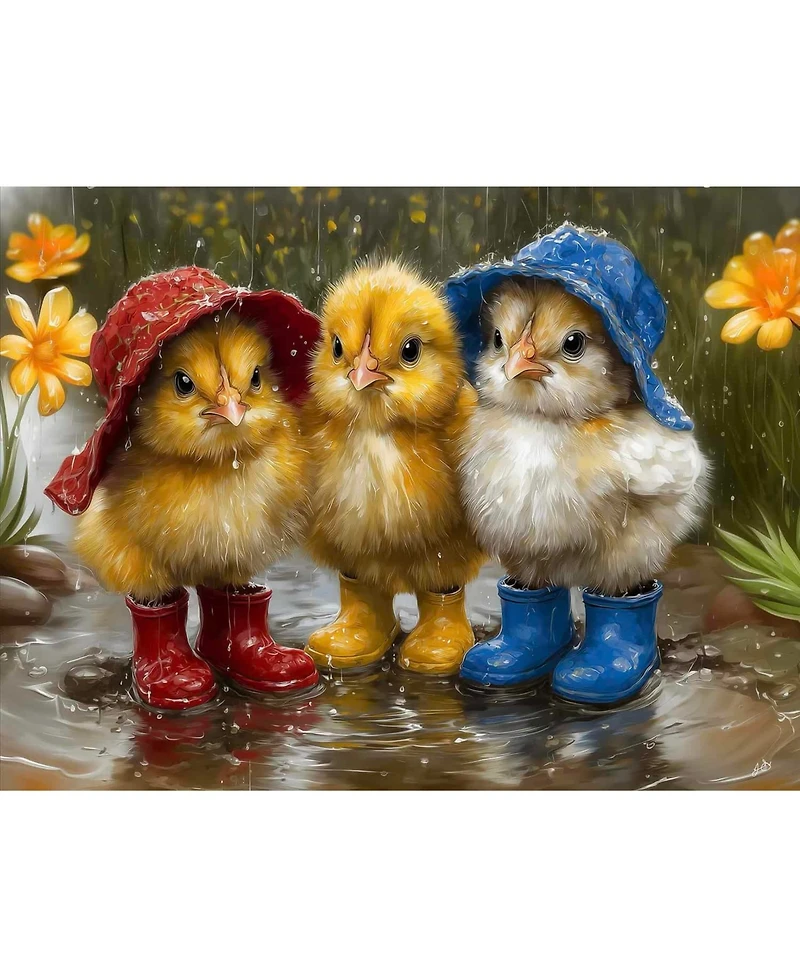 SunsOut Ducklings in the Rain 500 piece Jigsaw Puzzle for Adults