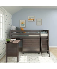 Max & Lily Twin-Size Low Loft with Pull-Out Desk and 3-Drawer Dressers