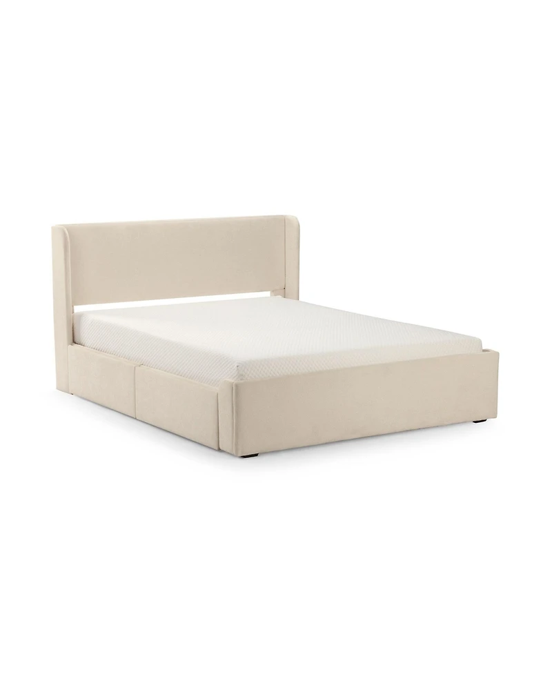 Max & Lily Upholstered Bed with Rectangular Headboard Drawer Side Storage