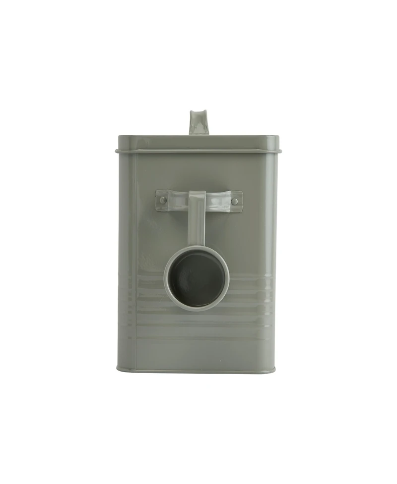 Storied Home Metal Laundry Powder Container with Lid and Scoop, Grey