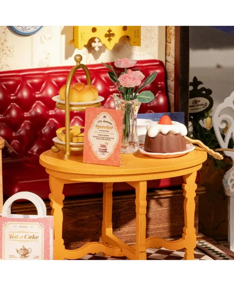 Robotime Dollhouses, Diy Miniature Dollhouse with Leisure Time Tea Theme, Gift for Adult Kids, 9.45"6.1"7.09