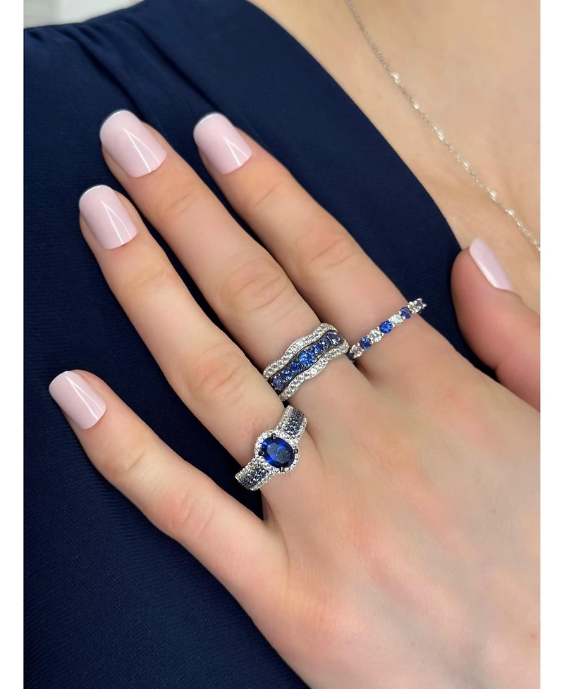Suzy Levian Sapphire & Created White Alternating Eternity Band Ring