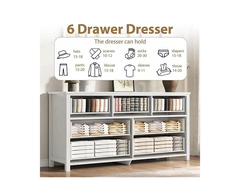 gaomon 7 Drawer Tall Dresser for Bedroom, Modern Freestanding Wood Storage Chest of Drawers