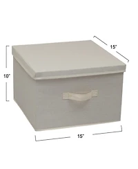 Household Essentials Square Storage Box With Lid, 15"x15"x10"