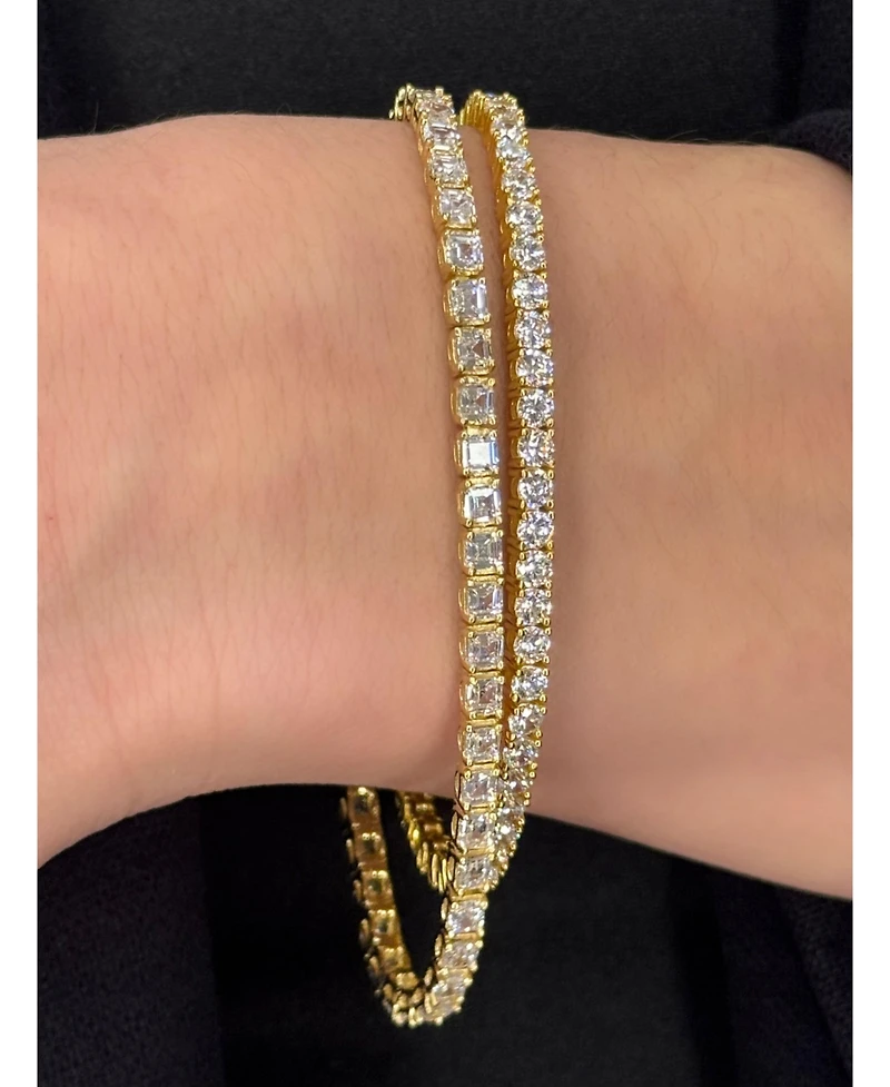 Suzy Levian Sterling Silver Cubic Zirconia Thin Tennis Bracelet