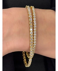 Suzy Levian Sterling Silver Cubic Zirconia Thin Tennis Bracelet