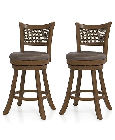 Slickblue Counter Height Bar Stools Set of 2, Swivel Bar Chairs with Leathaire Seat