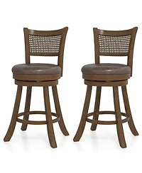 Slickblue Counter Height Bar Stools Set of 2, Swivel Bar Chairs with Leathaire Seat
