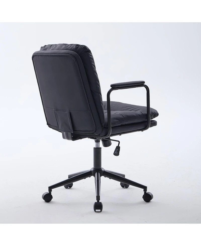 Flynama Mid Back Pu Leather Office Chair, 40degreeRecline Swivel Task Chair