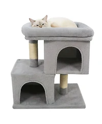 Cozito Cat Tree 24 inch Space-Saving Modern with Perch and 2 Condos