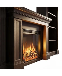 Homsee 24" Electric Fireplace and 71" Tv Stand Set - 1500W Heater Insert with White and Brown Farmhouse Media Console | Modern Entertainment Center