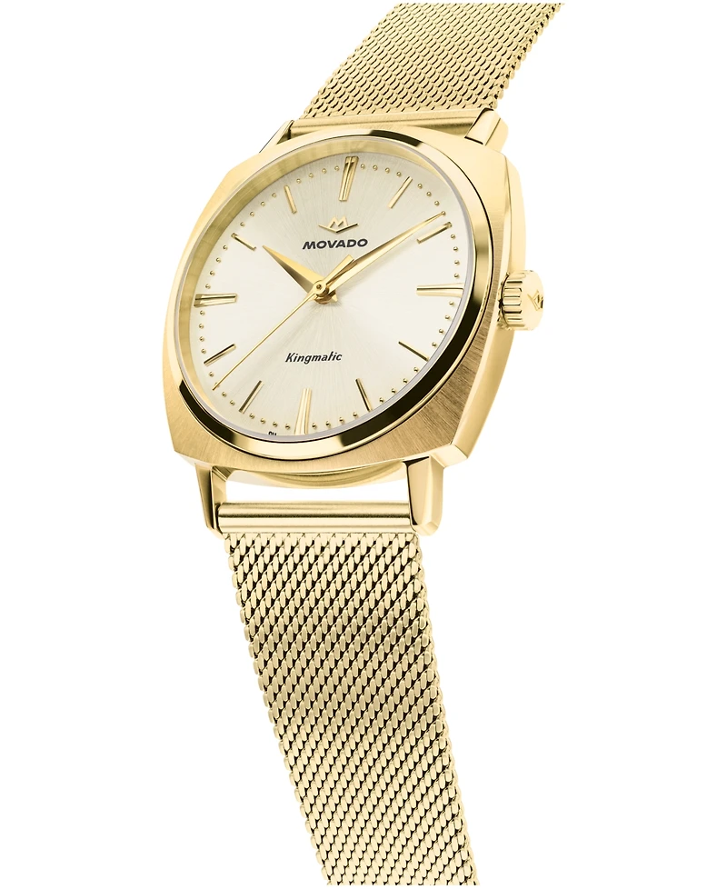 Movado Men's Kingmatic Swiss Automatic Ionic Plated Light Yellow Gold Steel Watch 35mm