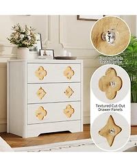 gaomon 30.4" Tall 3 Drawer Wood Dresser with Decorative Fronts and Crystal Knobs, Bedroom Storage Chest