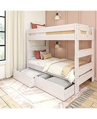 Max and Lily Solid Wood Modern Farmhouse Twin/Twin Bunk Bed with Storage Drawers